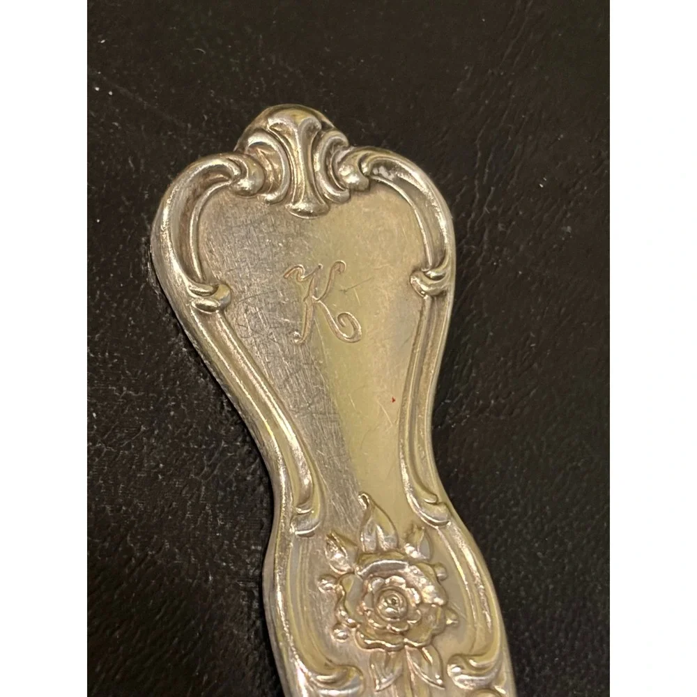 Old Company Plate Signature Silverplate slotted serving spoon with ENGRAVED 